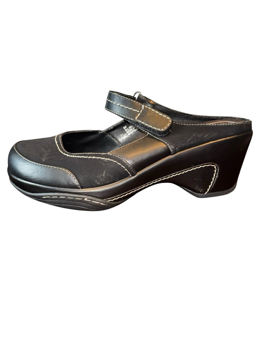 White Mountain Mystical Black Clog Slip On Wedge Mary Jane Shoes Womens 9 Wide